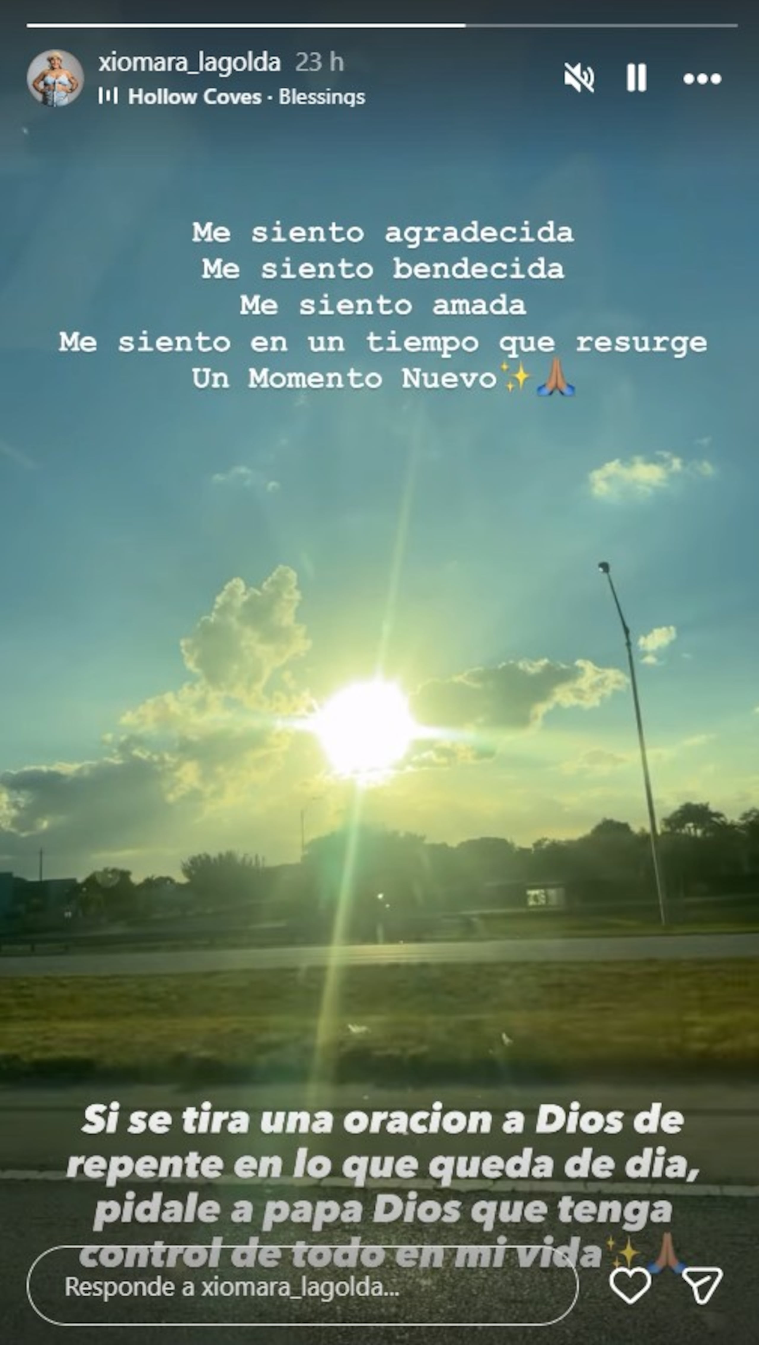 Capture de la dernière publication dans les histoires d'Instagram de Calderón Santiago.