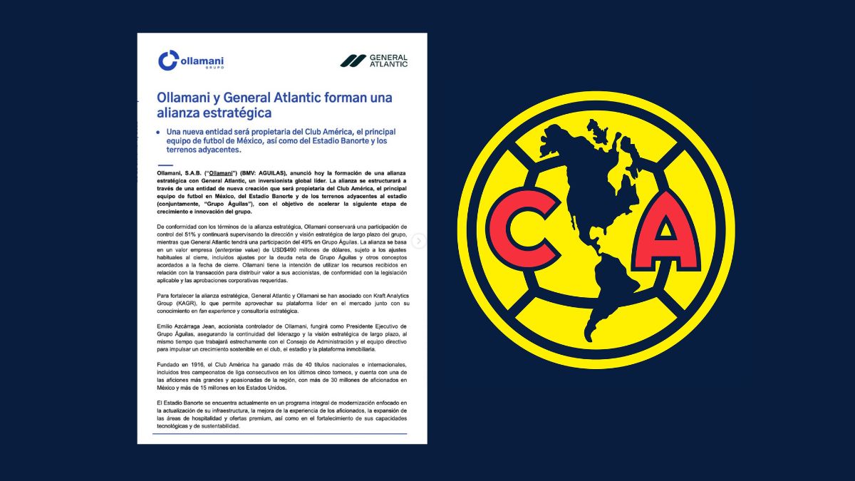 Ollamani et General Atlantic scellent une alliance stratégique : Qu'est-ce que cela change pour le Club América et le Stade Banorte ?