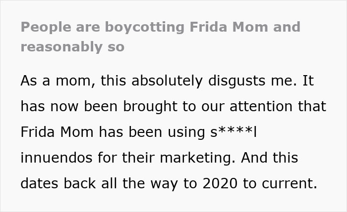 Réactions en ligne à la campagne de marketing de Frida Mom.