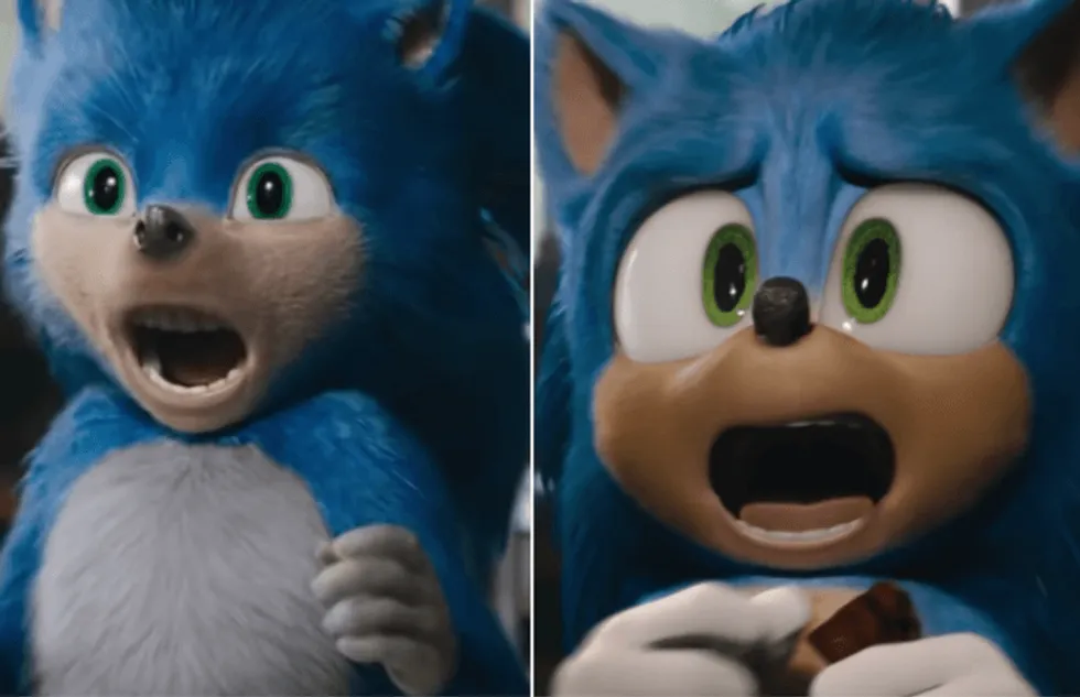 Sonic avant et après le changement.